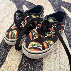 Vans Black Burger Print Kids Shoes